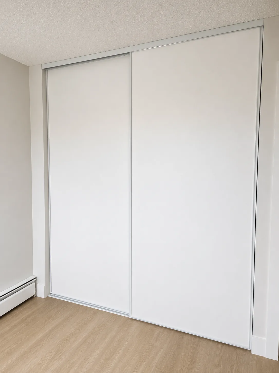 White panel bypass closet doors